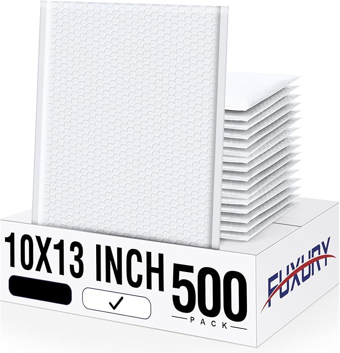 Fuxury Bubble Mailers 10x13 Inch White 500 Pack Bulk Padded Envelopes Thick by Fuxury
