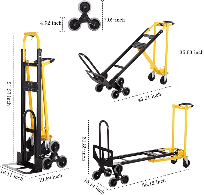 3-in-1 Industrial Convertible Hand Truck Dolly Cart, 1000 lbs Capacity Aluminum - Image 2