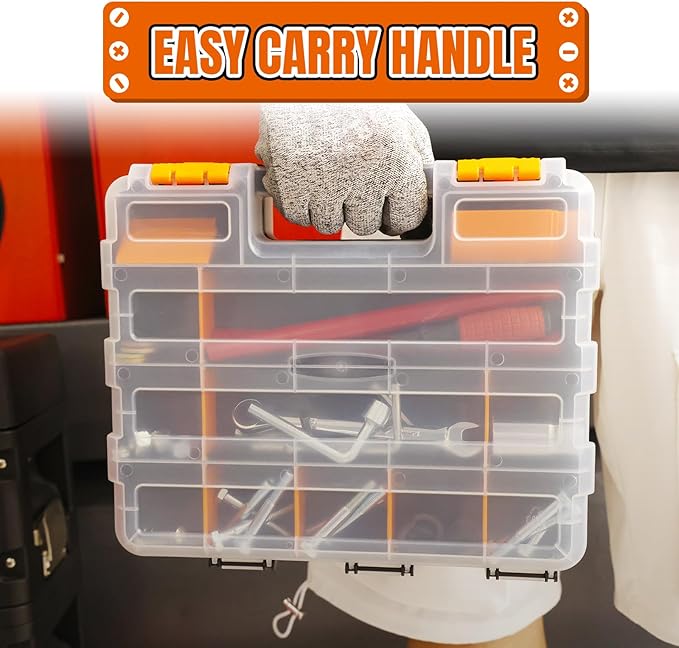 Generic Tool Box with Transparent Lid, Double Side 34-Compartments Organizer - Image 7