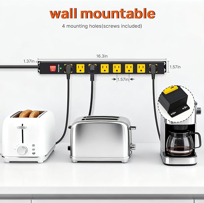ANNQUAN Metal 8 Outlet Mountable Power Strip - Image 4