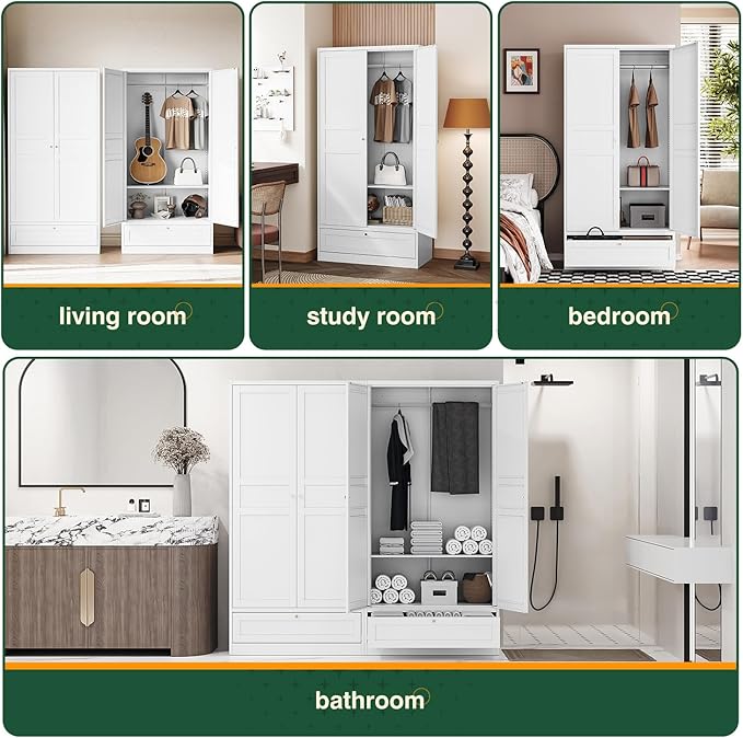 Letaya Wardrobe Closet, Bedroom Armoire Cabinet Clothes Organizer - Image 6