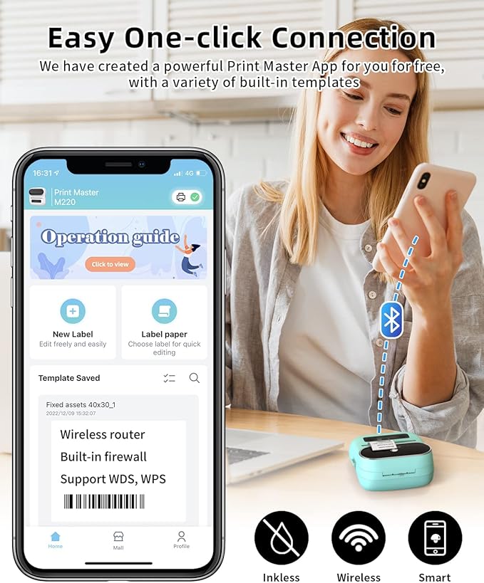 Phomemo M220 Label Maker, New Flagship 3.14 Inch Bluetooth Thermal Label Printer - Image 3