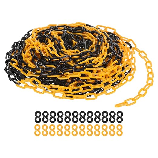 PATIKIL Plastic Chain Links, 100 Foot Safety Barrier Chain Yellow/Black by PATIKIL