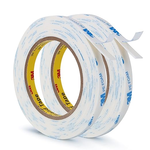 3M Double Sided Tape 0.39"×16.5Ft 2 Pack, Removable PE Foam Tape Heavy Duty by 3MFullRangeProducts
