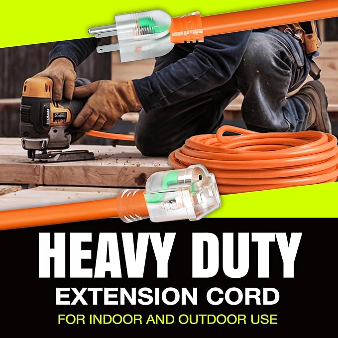 200ft Outdoor/Indoor Extension Cord 14/3 Gauge Heavy Duty 3 Prong SJTW - Image 7