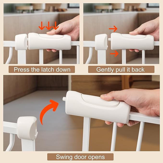 Baby Gate for Stairs No Drill 38.58-43.31 Inch, Pressure Mounted Metal Child - Image 3