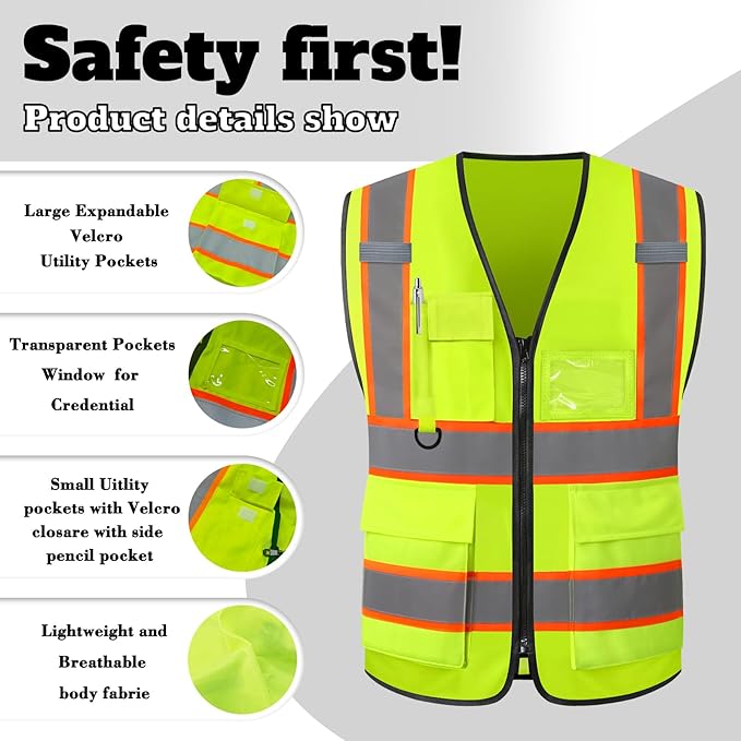 Custom Safety Vest High Visibility Reflective Vests - Image 3