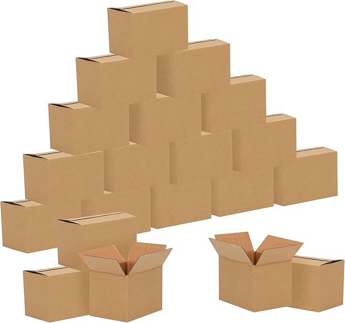 FARRAY Shipping Boxes 6x4x4 inches, 50 Pack Sturdy Kraft Corrugated Small by FARRAY