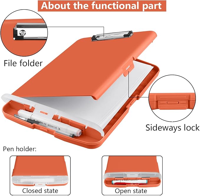 SFLHHDM Plastic Clipboard with Storage, High Capacity Clip Boards 8.5x11 with - Image 5