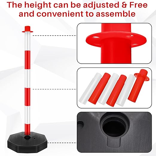 Konohan 12 Sets 34 Inch Parking Cone Delineators Post Traffic Cone Plastic - Image 4