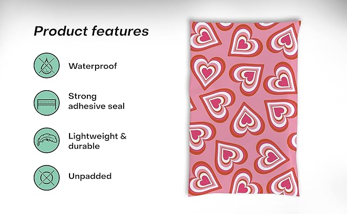 6x9 Poly Mailers – Cute Hearts – Waterproof, Tear-Resistant Shipping Bags - Image 3