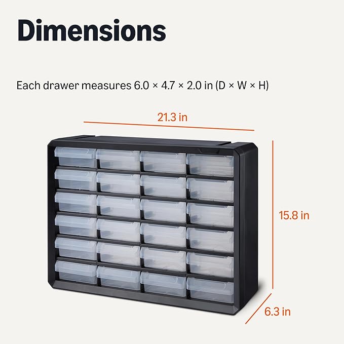 Amazon Basics Storage Cabinet, 24-Drawer Plastic Organizer - Image 2