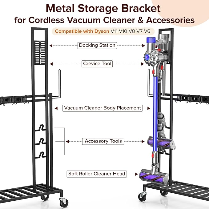 Housolution Cleaning Utility Cart on Wheels, Vacuum Stand Compatible - Image 4