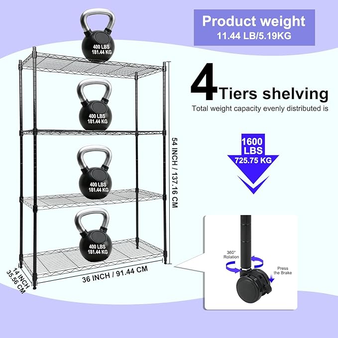 Whitmor 4 Tier Storage Shelving, Heavy Duty - Image 3