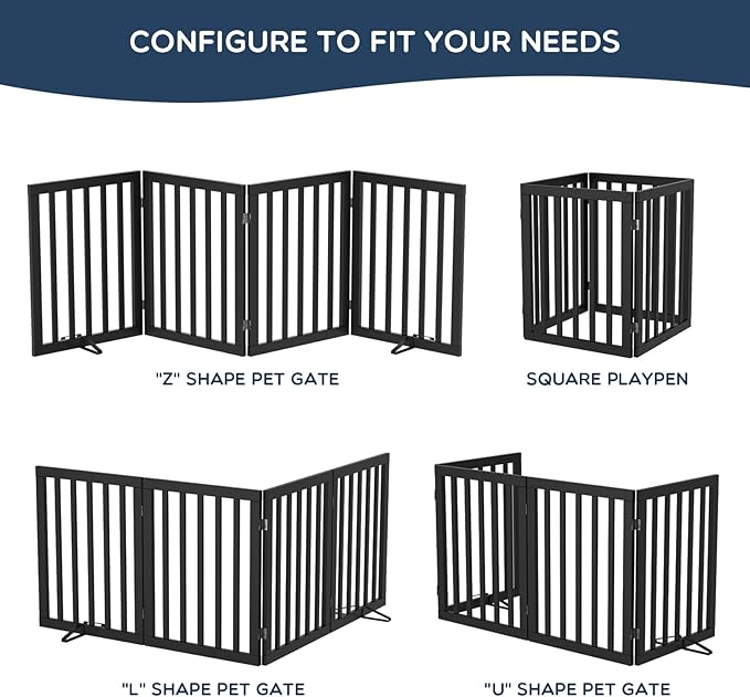 Homykic Bamboo Freestanding Dog Gate, No Assembly Pet Gate Indoor, 24”H x 75”W - Image 5