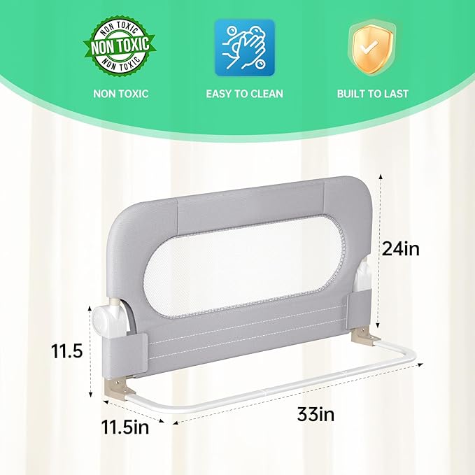 Folding Toddler Bed Rails for Crib, Safety Toddler Bed Rails, Bed Guard Rail - Image 2