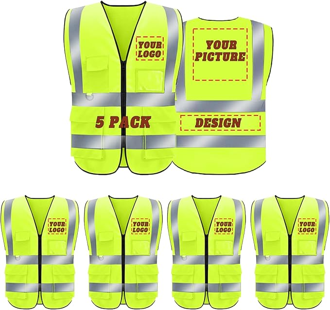 BeautyWill Custom Safety Vest Logo Class 2 High Visibility Reflevtive Vest by BeautyWill