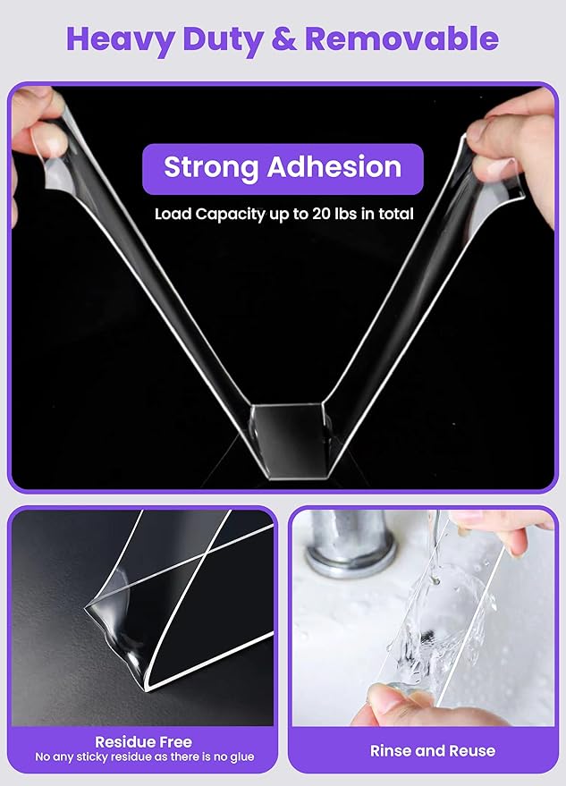 Upgraded Double Sided Tape Heavy Duty, Extra Large Nano Double Sided Adhesive - Image 3