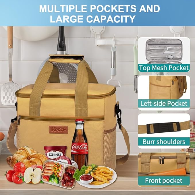 Iknoe Large Cooler Bag Collapsible 24 Can Insulated Bags Leakproof Lunch Cooler - Image 3