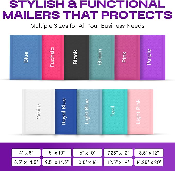 Purple Poly Bubble Mailers 7.25x12 inch #1 | Self Seal Padded Envelopes | - Image 3
