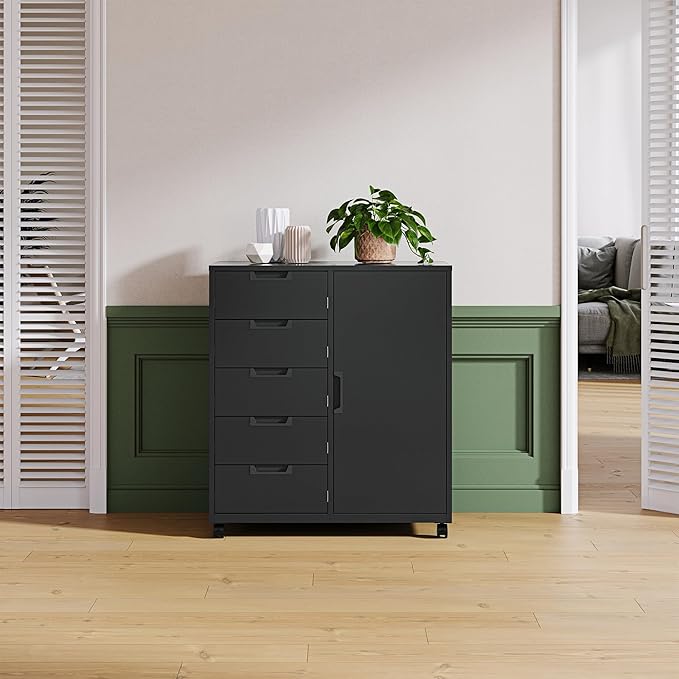 Letaya 5 Drawer Storage Cabinet, Mobile Printer Stand - Image 9