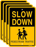 Joffreg Slow Down Pedestrian Traffic Sign, 17 x12 Inches, Reflective Aluminum by Joffreg