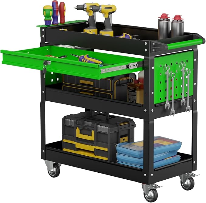 3 Tier Rolling Tool Cart, Heavy Duty Service Cart on Wheels by KIEPERI