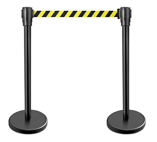 New Star Foodservice 1028911 Stanchions, 36-Inch Height, 6.5-Foot Retractable by NewStarFoodservice
