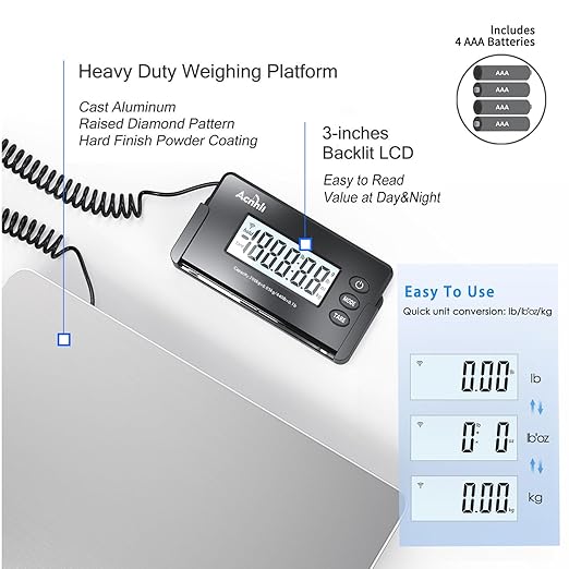 Heavy Duty Shipping Scale, 440 LBS high Precision Hidden Wall Mounted Display - Image 3