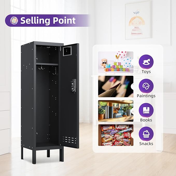 Metal Cabinet Home Office Storage, Lockable Steel Locker - Image 4