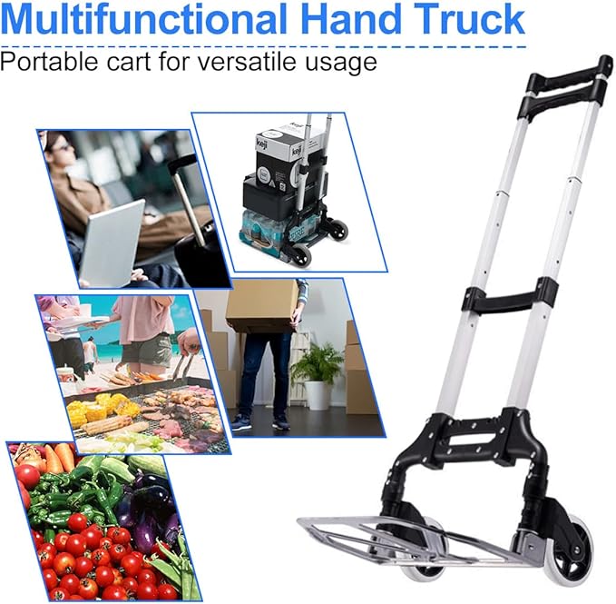 Folding Hand Truck Aluminum Portable Folding Hand Cart 155lbs Capacity Hand - Image 6