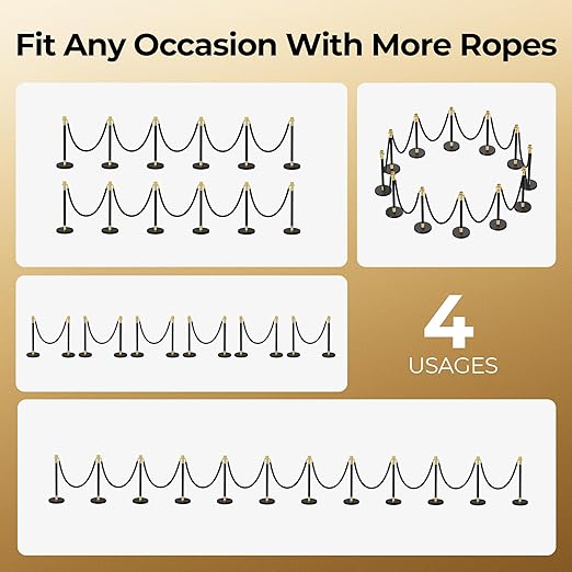 12pcs Sturdy Stanchion Posts, Water/Sand/Concrete Fillable Leakproof Base - Image 2