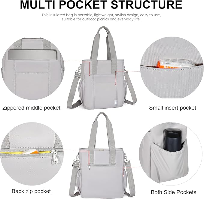 NOL Insulated Lunch Bag for Women, Large Spacious Lunch Tote Bag - Image 4