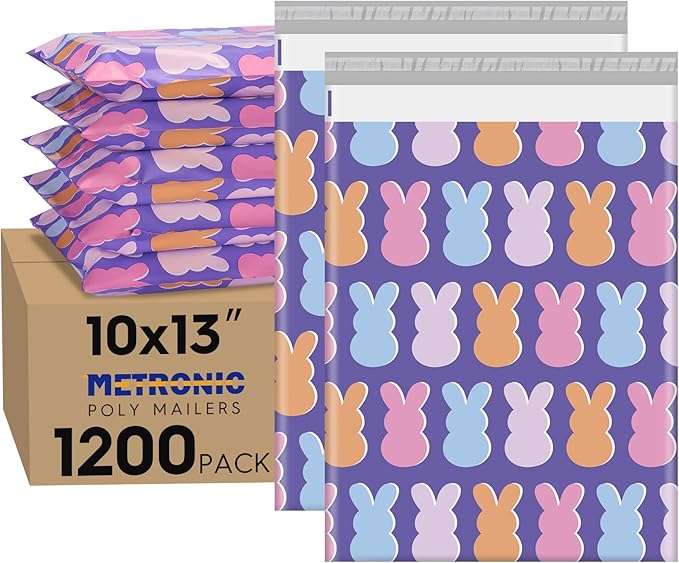 Metronic Poly Mailers 10x13 Inch 1200pc, Easter Rabbit Bags by METRONIC