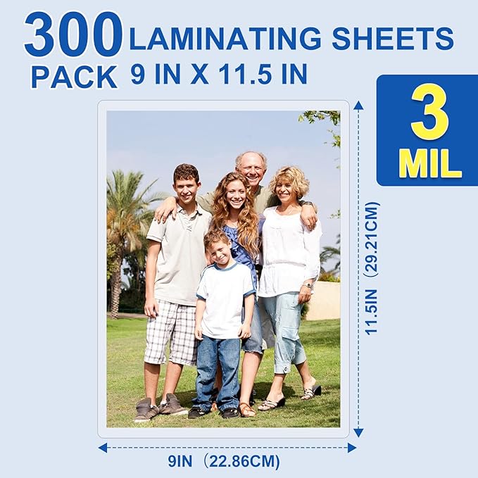 300 Pack Laminating Sheets, 3 Mil, 9 x 11.5 Inches Thermal Laminating Pouches - Image 2