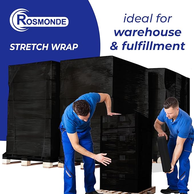 Rosmonde Black Plastic Wrap, 128 Rolls Bulk Pack, 80 Gauge Thick Shrink Wrap - Image 6