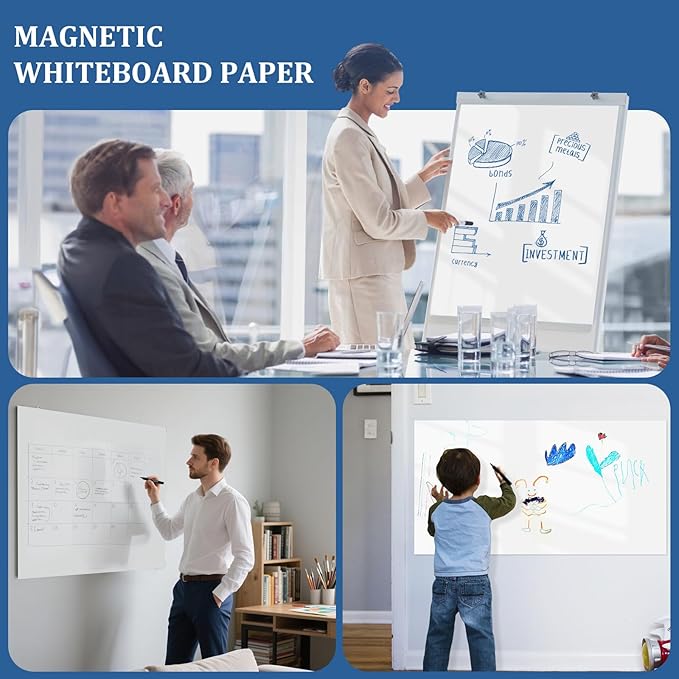 Whiteboard Adhesive Contact Paper, 48×36" in Magnetic Whiteboard Roll, Dry - Image 3