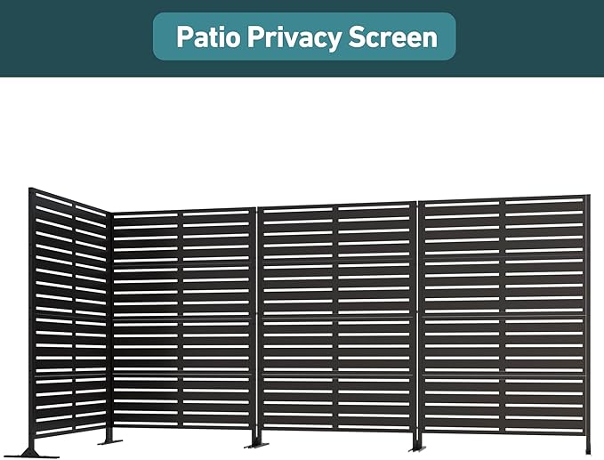 Modern Shade Metal Privacy Screen 72" H x 48" W, Freestanding Decorative - Image 6