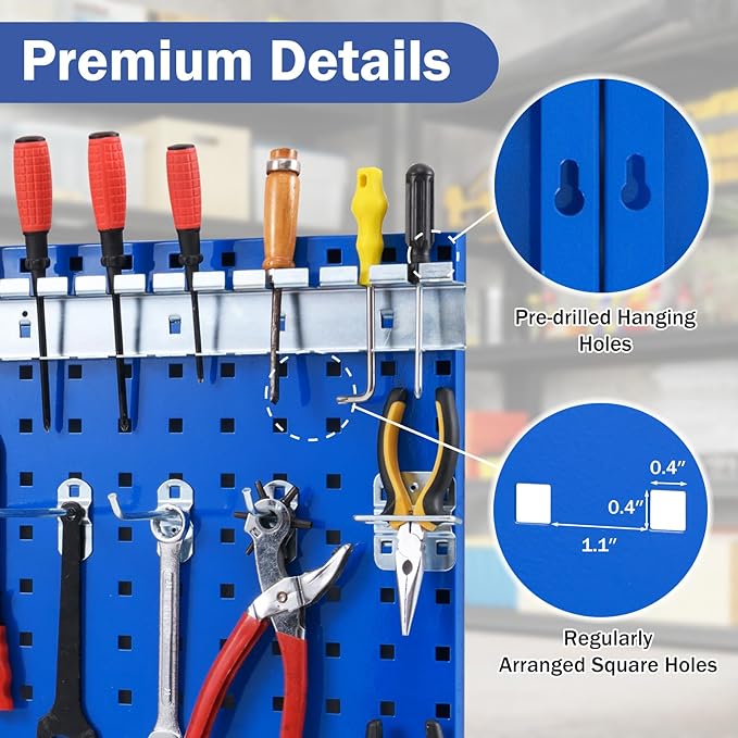 Goplus Garage Pegboard, Metal Pegboard Tool Organizer Kit - Image 2