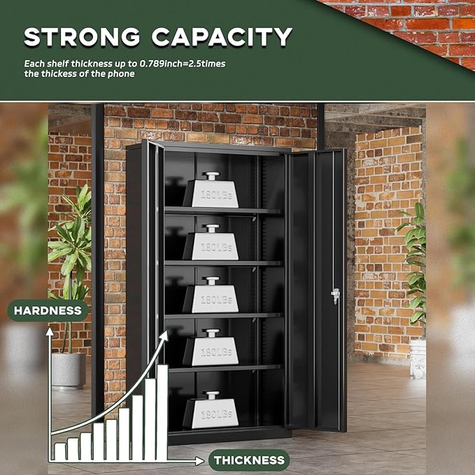 Greenvelly Metal Cabinet with Lock, Locking Cabinet - Image 6