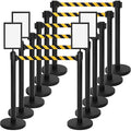 Therwen 12 Pcs Stanchions with 8.2 ft Retractable Belt Black Yellow Crowd by Therwen