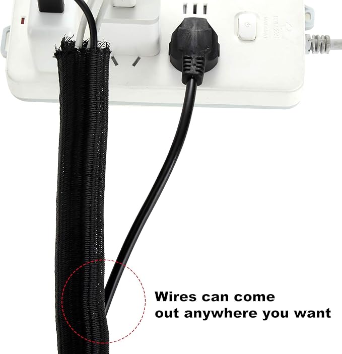 Boao 3 Pieces Cord Protector Wire Loom Black Tubing Cable Sleeve Split Sleeving - Image 6