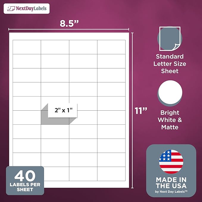 NextDayLabels – 2" x 1" Rectangular Sticker Labels - Image 2