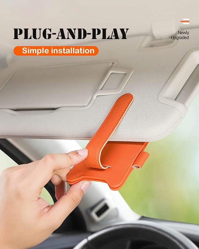 Sunglasses Holder for Car Visor, Magnetic Leather Glasses Eyeglass Clip - Image 4