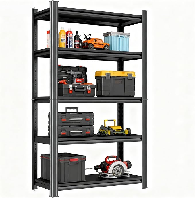 Adjustable 5-Tier Garage Shelving, Heavy Duty Steel Storage Rack, High Load by Notmise