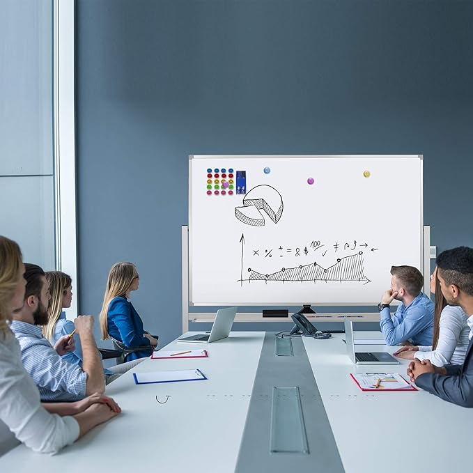 60"x40" Mobile Whiteboard Double-Sided Magnetic Large Dry Erase White Board - Image 7