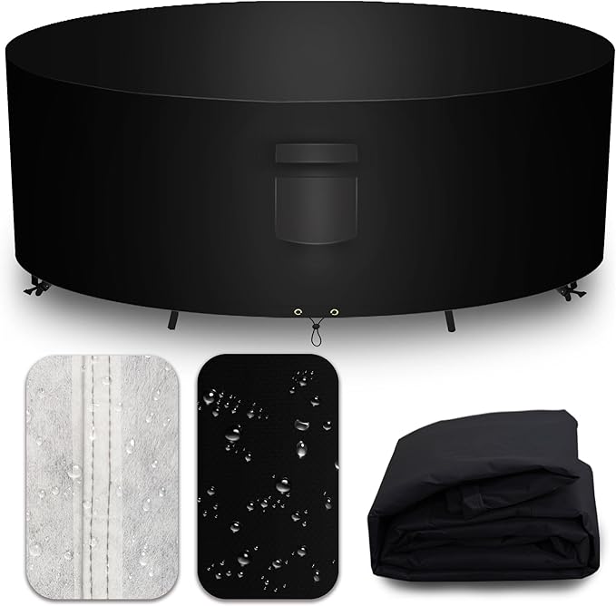 Heavy Duty Patio Furniture Covers Waterproof, 600D Round Outdoor Furniture by CNCZMH