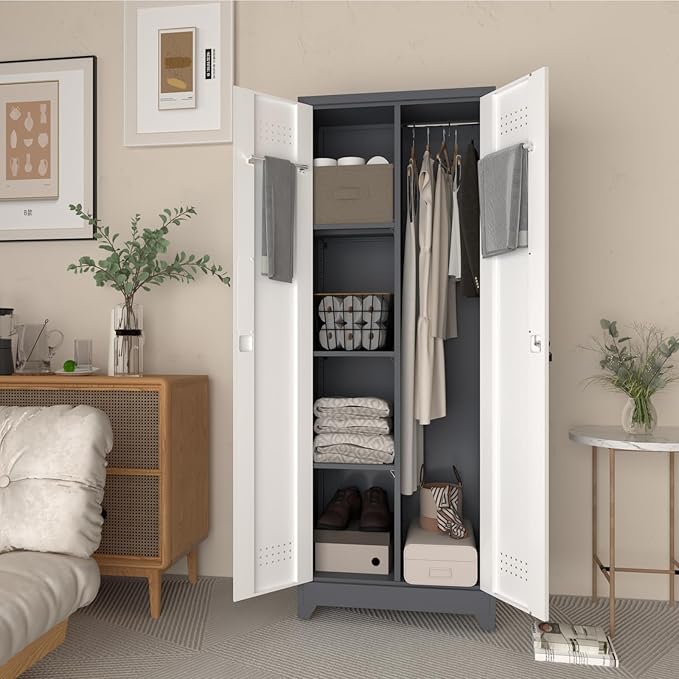 LUCYPAL Metal Garage Storage Cabinet, Broom Closet Storage Cabinet - Image 2