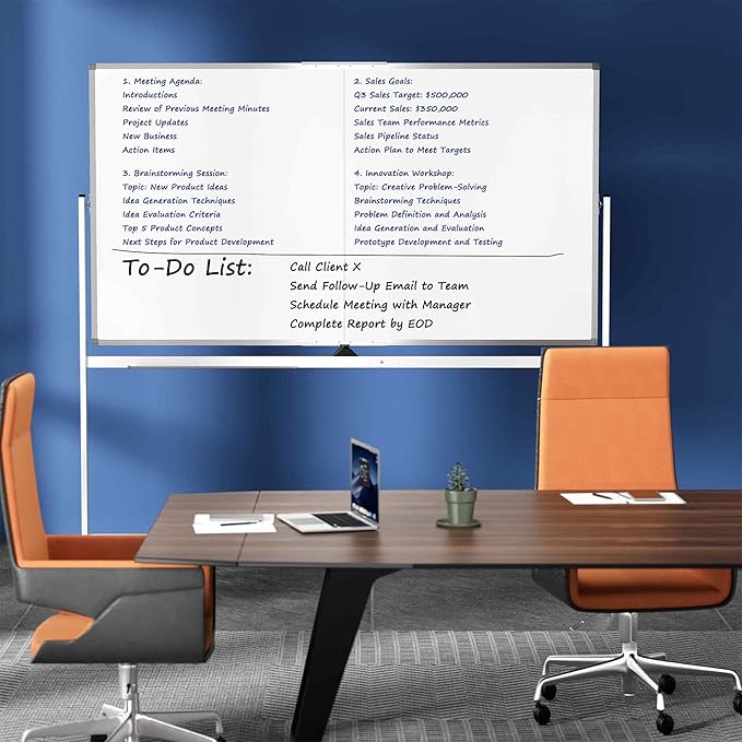Large Rolling Whiteboard on Wheels, Portable Standing Magnetic Dry Erase Board - Image 7
