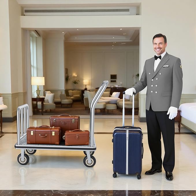 Hotel Luggage Cart, 900LBS Load Capacity Bellman's Cart - Image 7